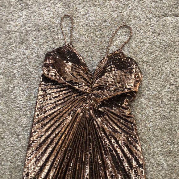 Vintage bronze evening, disco, academy awards, studio 54, sheer gown - Picture 5 of 8